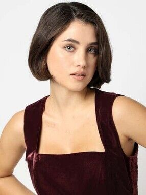 NWT GAP Velvet Square-Neck Cropped Top in Deep Plum Women's Size Medium
